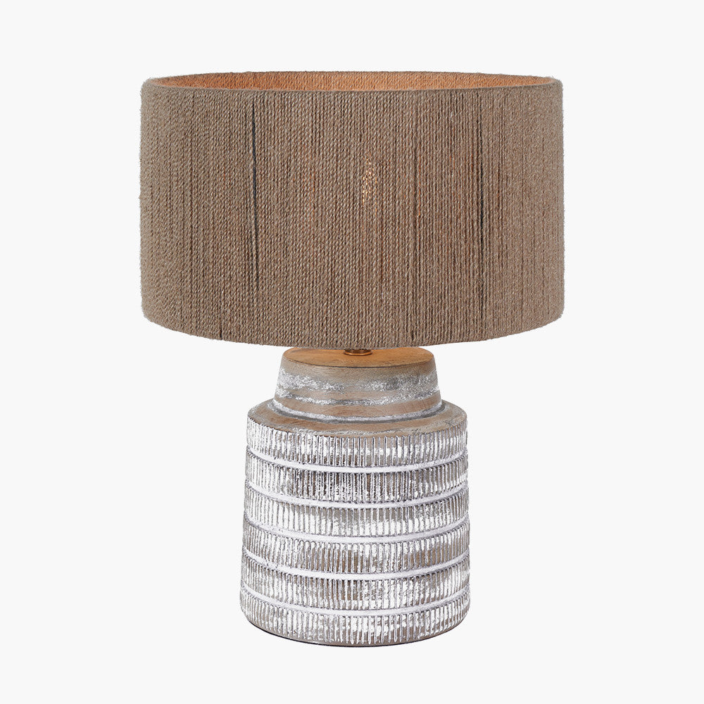 Paihia White Wash Wood Textured Short Table Lamp - Base Only